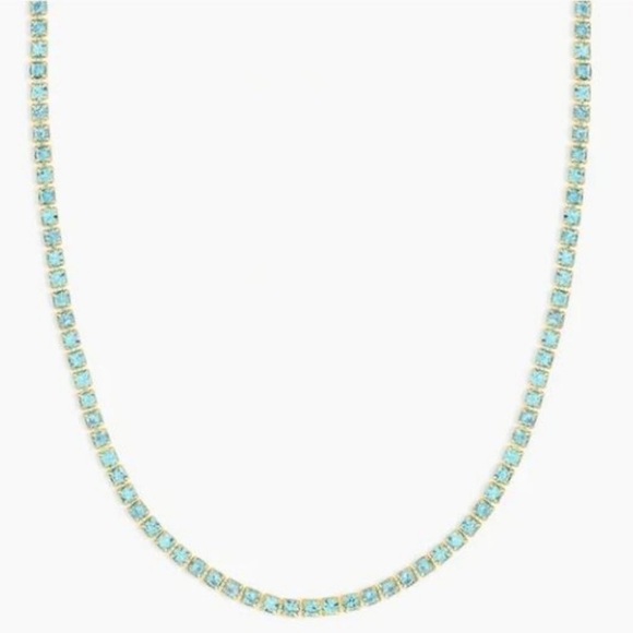 Gorjana Neckace 18k Gold Plated Lexi Aqua Blue Crystal - Picture 3 of 5